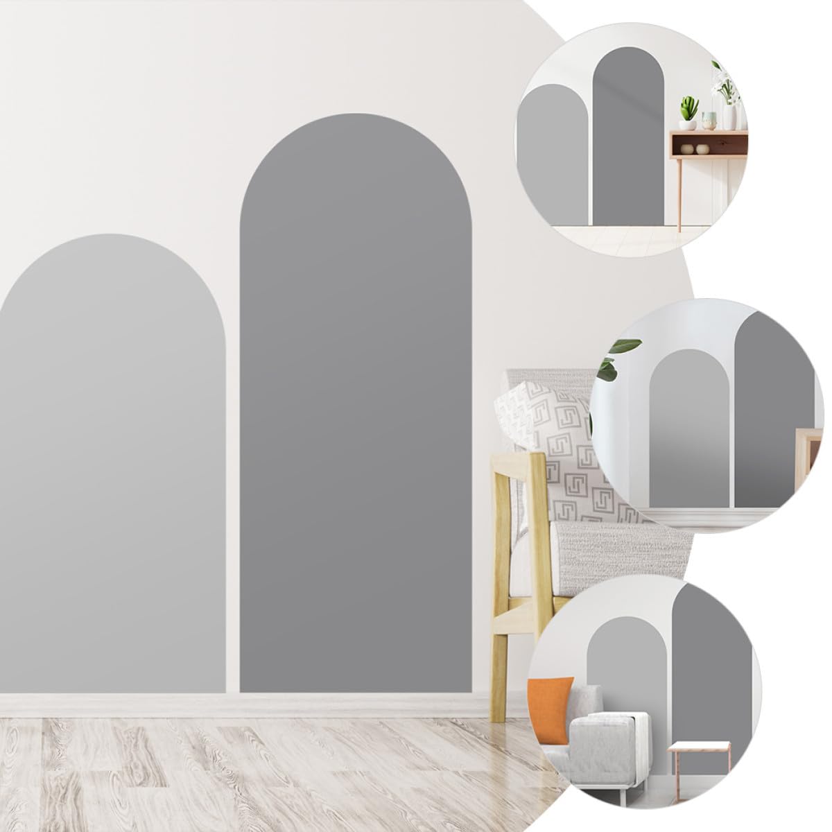 Calcomanía de Pared Artística Geométrica Diseño de en Pvc, Adhesivo Fuerte y Resistente, 2 Piezas para Decoración del Salón y Ventanas