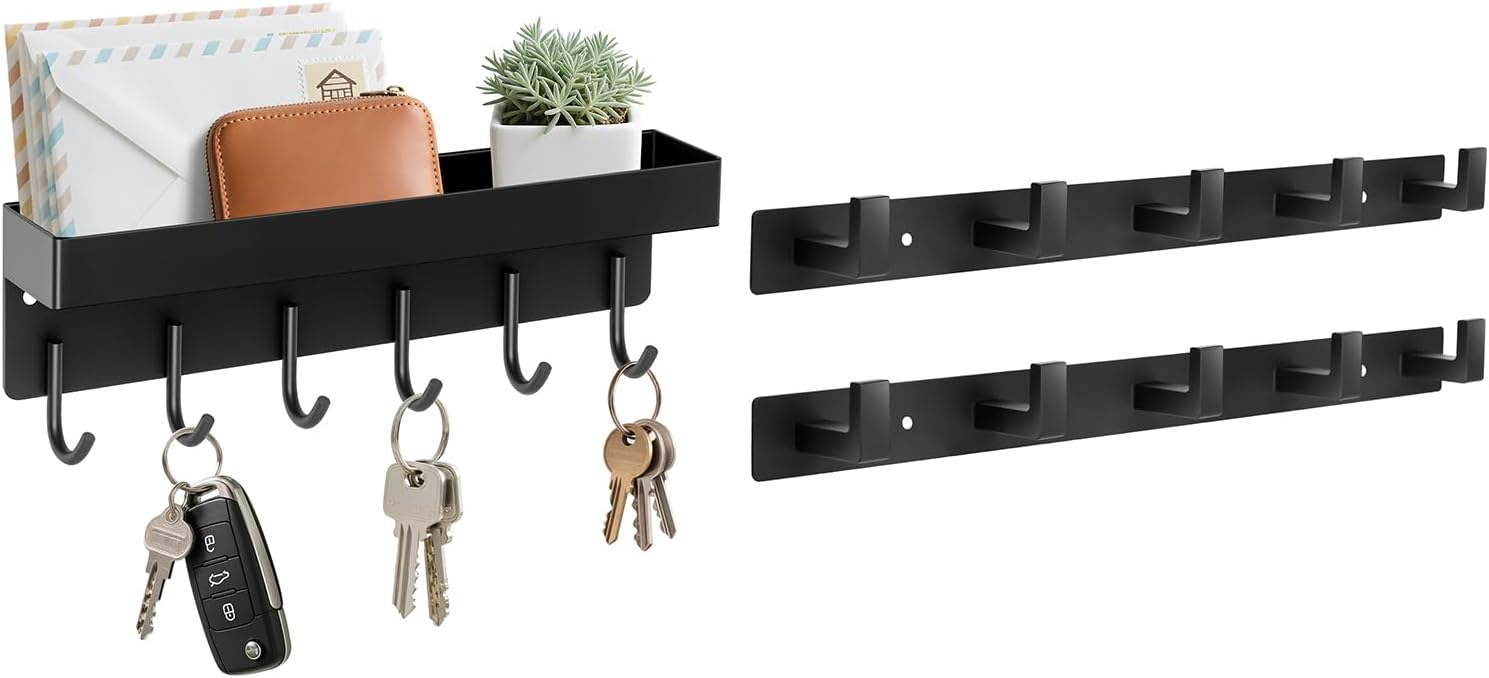 Metal Coat Rack 2 Pcs and Magnetic Key Rack