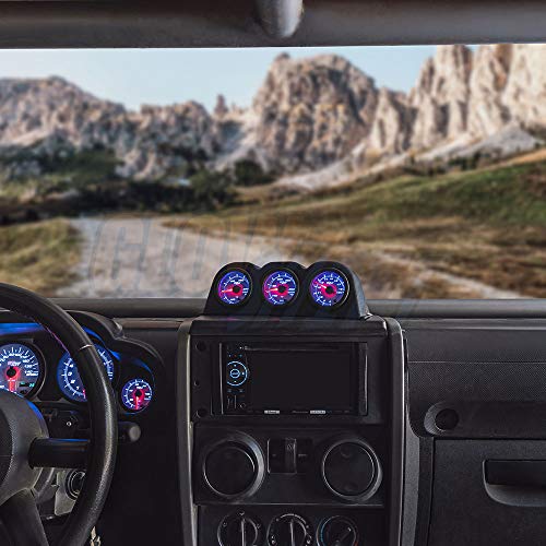 Glowshift Universal Black Triple Gauge Console Dashboard Pod - Fits Any Make/Model - Abs Plastic - Mounts (3) 2-1/16" (52Mm) Gauges To Vehicle's Dash #TOP1