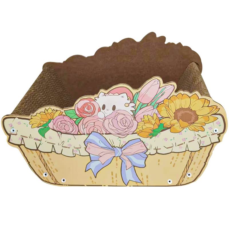 Griffoir pour chat panier de fleurs en papier ondulé nid et planche à gratter