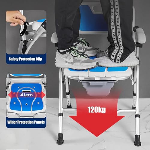 Chaise de douche pliable avec accoudoirs et toilettes intégrées - 5