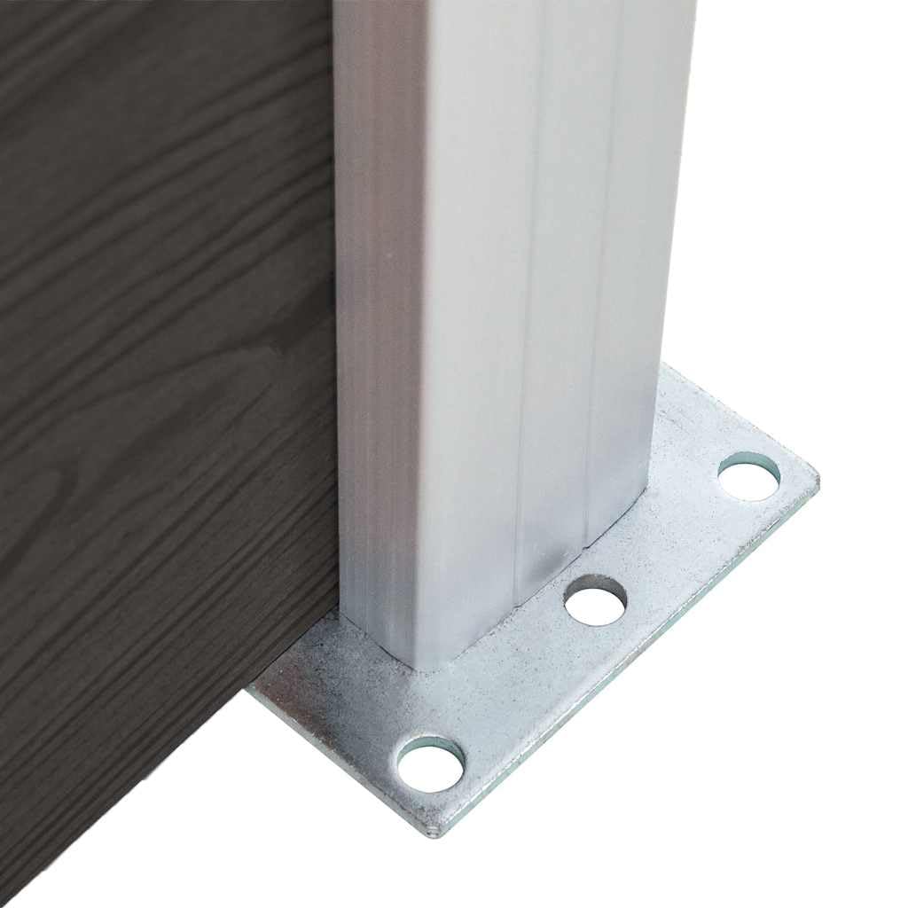 WPC Zaunelement 180x146 cm Schwarz, Gartenzaun aus Holz-Kunststoff-Verbundwerkstoff, beidseitig bedruckt mit Holzmaserung und regulärem Design, Aluminium-Oberprofil für feste