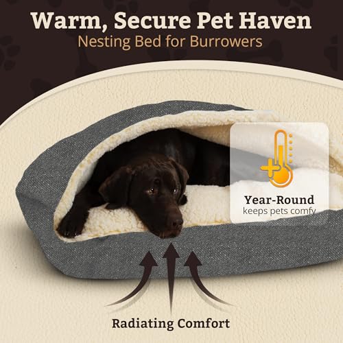 Image of Snoozer Rectangle Cozy Cave Dog Bed, Hooded Dog Bed, Merlin Pewter (XL)