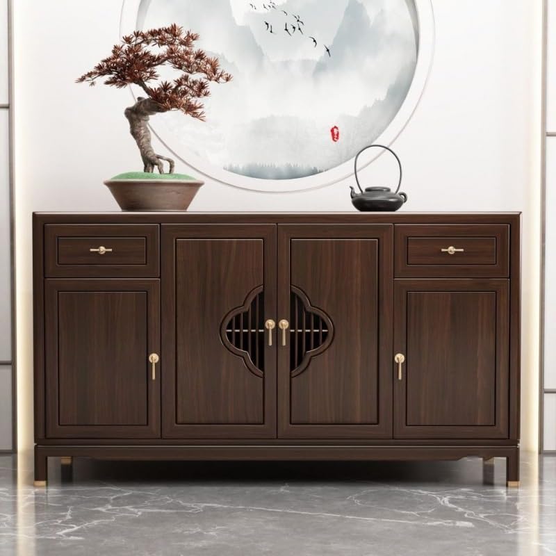 Küchenvorratsschrank Holz-Sideboard im chinesischen Stil, Wohnzimmer, Foyer, Eingangsschrank, Lagerschrank, Restaurant-Sideboard, multifunktionaler Lagerschrank Buffetschrank Mit Stauraum(130*40*90cm)