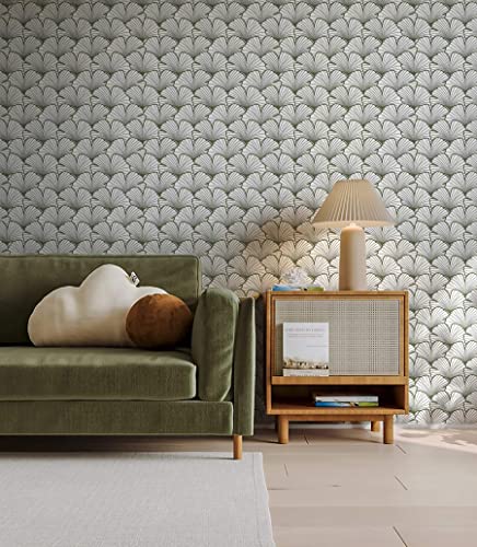 Heroad Brand 15.5"X78.7" Green Leaf Wallpaper Peel And Stick Green Ginkgo Leaves Wallpaper Geometry Contact Paper Self Adhesive Boho Thicken Contact Paper For Cabinets Removable Waterproof Vinyl #TOP4