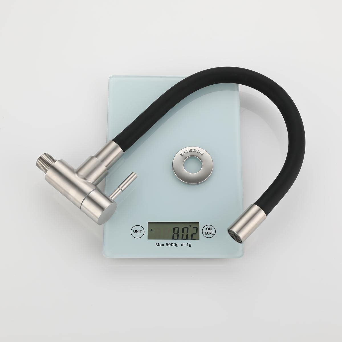 HomeLava Grifo de Cocina de Pared Grifo de Montaje en Pared Tubo de Silicona Flexible Giratorio a 360 ​​° Agua Fría