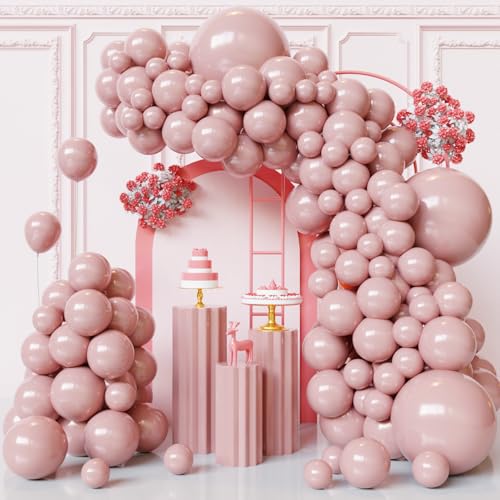 Image of Dusty Pink Balloons Arch Kit,130pcs Blush Pink Balloon Garland,Different Sizes Pink Latex Balloons for Wedding,Birthday Party,Baby Shower,Gender Reveal,Anniversary Decorations