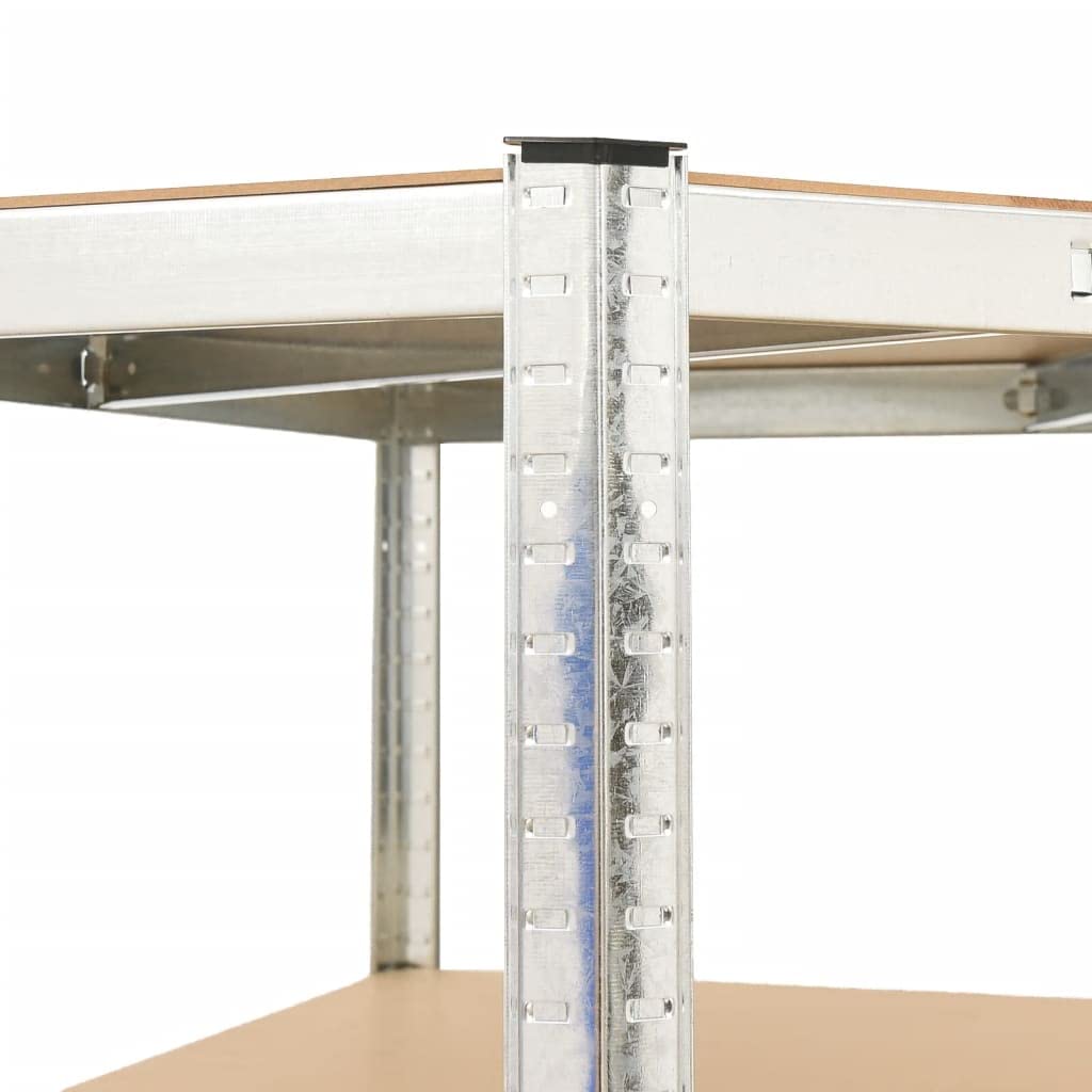 Générique Étagère d'angle 5 Niveaux Argenté Acier et Bois d'ingénierie,Entreprise & Industrie,Stockage Industriel,Étagères industrielles,Argent,23.77 KG,152880