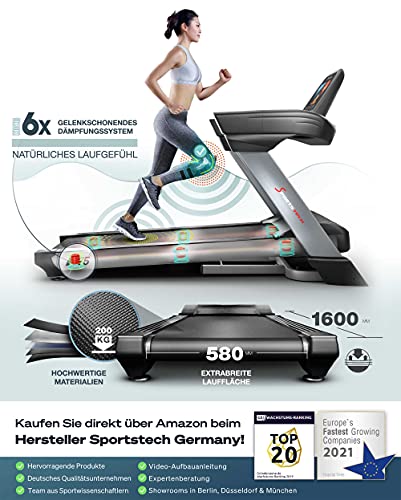 Sportstech F75 High-End Laufband | große Lauffläche 580x1600mm & Android 15,6“ Display | klappbar | bis zu 20km/h und… – Bild 4