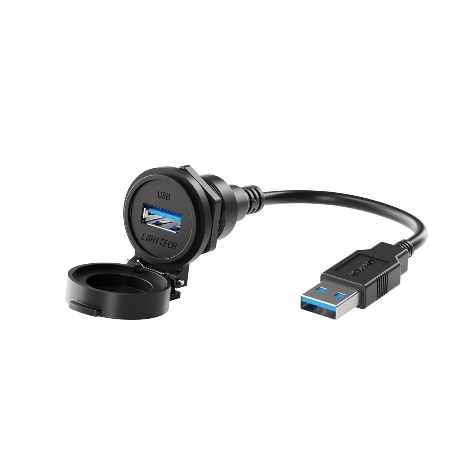 Cavo di prolunga impermeabile femmina-maschio/femmina LU22 USB 3.0 industriale con linguetta automatica 0,3 M 0,5 M(Black Cap,Metal Nut,0.1M cable)