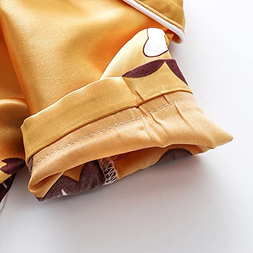 Toddler Baby Kids Satin 𝐏ajamas Short Sleeve Button Down 2 Piece 𝐏js Bow Cute Set Little Girl Summer Silk 𝐒leepwear4