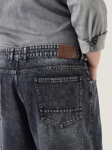Image of Urbano Plus Men's Loose Baggy Fit Heavy Washed Jeans Non-Stretchable