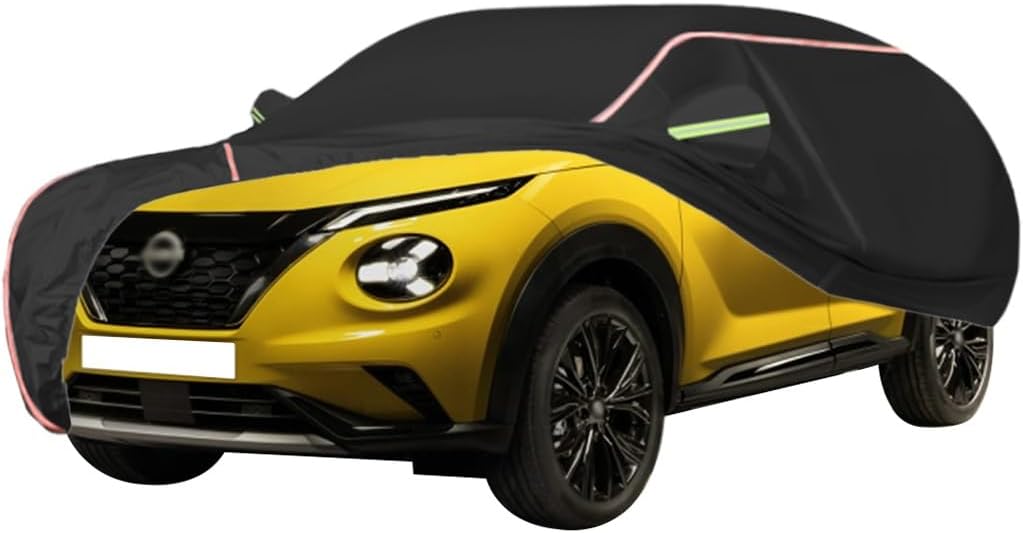 WOLWES Car Cover are Suitable for Nissan Juke All-Weather Windproof, Snowproof, Rainproof, UV-Protected and Breathable All-Season Universal with Side Door Zip Oxford Cloth Car Cover (Color : White,