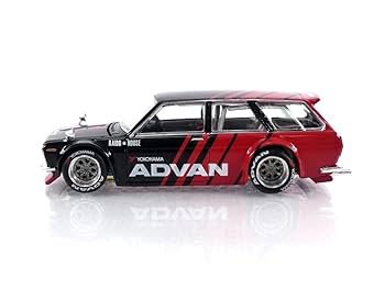 MINI GT x 街道はうす 1/64 ダットサン 510 ワゴン 消防団仕様 MINI GT x 街道はうす 1/64 ダットサン 510ワゴン カーボン 赤