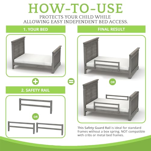 Image of Safety Guard Rail for Baby, Kids, and Children - Solid Wood Safety Bed Rail for Toddlers - Easy Installation - Premium Protection for Bunk, Twin, Full, Queen and King Size Beds - (Graphite Grey)