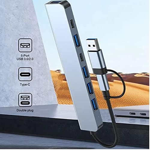 Coverzone Çoklayıcı Adaptör 7in1 USB/Type-c To USB A, USB C Macbook uyumlu Çevirici Adaptör Çok Portlu Çoklayıcı 7 in 1 USB HUB (Gri) - Görsel 5