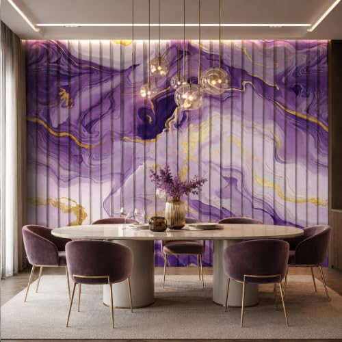 Image of Purple Gold Louvers Self-Adhesive Kitchen Wallpaper Roll, PVC 3D Wall Sticker Oil Proof, Waterproof & Washable Wallpaper for Home Decor, Living Room, Bedroom, Hotel & Cafe Walls (45x300cm)