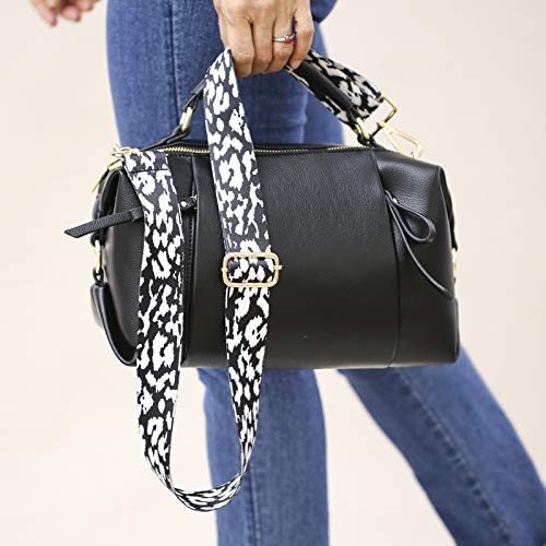 Image of Replacement Purse Strap Adjustable Crossbody Handbag Stripe Wide (Blue- (silver-black Metal))