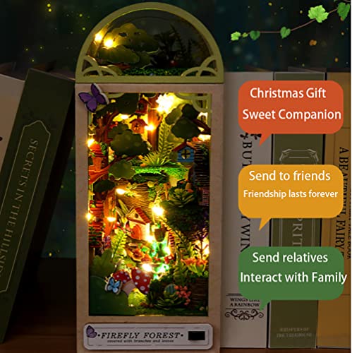 3D Jungle Hut Wooden Book Stand Puzzle DIY Dollhouse Wood Bookends Book Nook Model Building Kit with LED Light for Teens and Adults to Build-Creativity Gift for Birthdays Christmas Halloween - Image 4