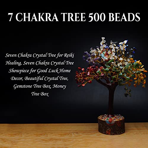 Image of REMEDYWALA Charged Energized Seven Chakra Crystal Tree 500 Beads for Reiki Healing