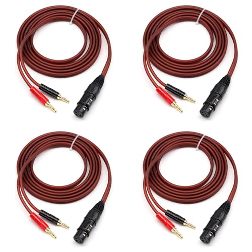 Cwmiibili 4X XLR to Banana Speaker Cable,XLR 3 Pin Female to Dual Banana Plugs Audio Cable, Gold-Plated 4mm Plug to XLR3 Pro HiFi