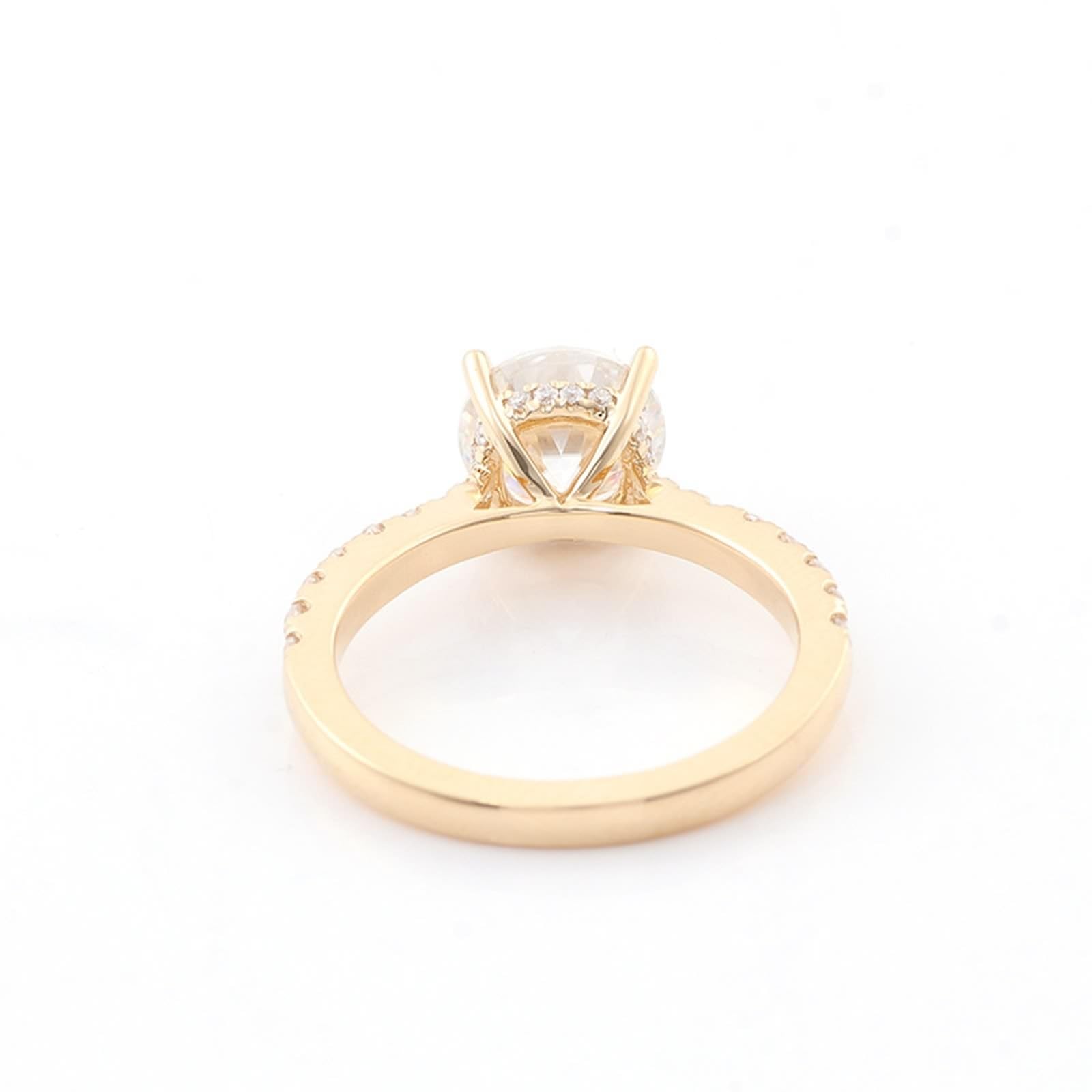 AMDXD Echtschmuck Hochzeitsband 9K/14K/18K Gelbgold, Klassiker 4 Klaue Pärchen Ringe mit 1/2/3ct Moissanit, Au 375/585/750 Gold Partnerringe, Gr.47-62