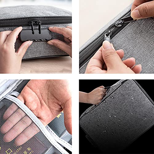 Porta documenti, borsa portatile per documenti importanti, organizer da viaggio multistrato, impermeabile e chiudibile a chiave