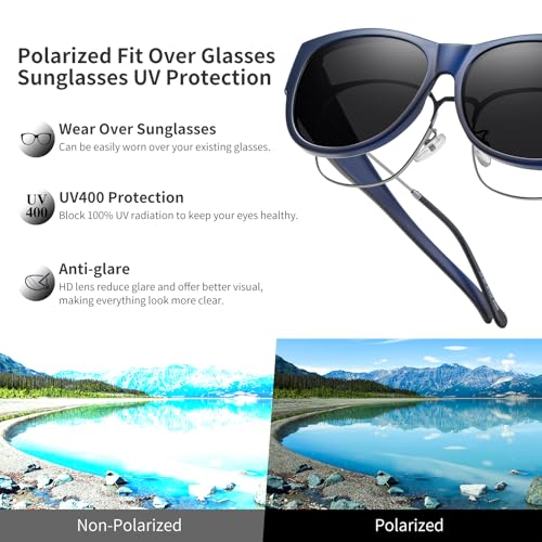 Image of GEGURI Polarized Sunglasses Fit Over Glasses for Men Women, Oversized Square Sun Glasses UV400 Protection Shades