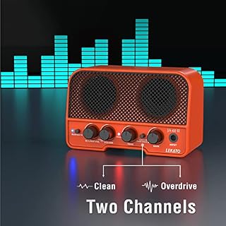 Mini ampli de guitare, LEKATO 5W amplificateur de guitare électrique rechargeable sans fil avec effets CLEAN/OVERDRIVER, ampli de guitare portable Bluetooth 5.0 orange - Les Beatles, Paul McCartney, John Lennon, RIngo Starr, George Harrison Mini ampli de guitare, LEKATO 5W amplificateur de guitare électrique rechargeable sans fil avec effets CLEAN/OVERDRIVER, ampli de guitare portable Bluetooth 5.0 orange – Image 2