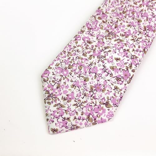Image of Mantieqingway Men's Cotton Floral Neck Tie 2.56'' Printed Skinny Tie