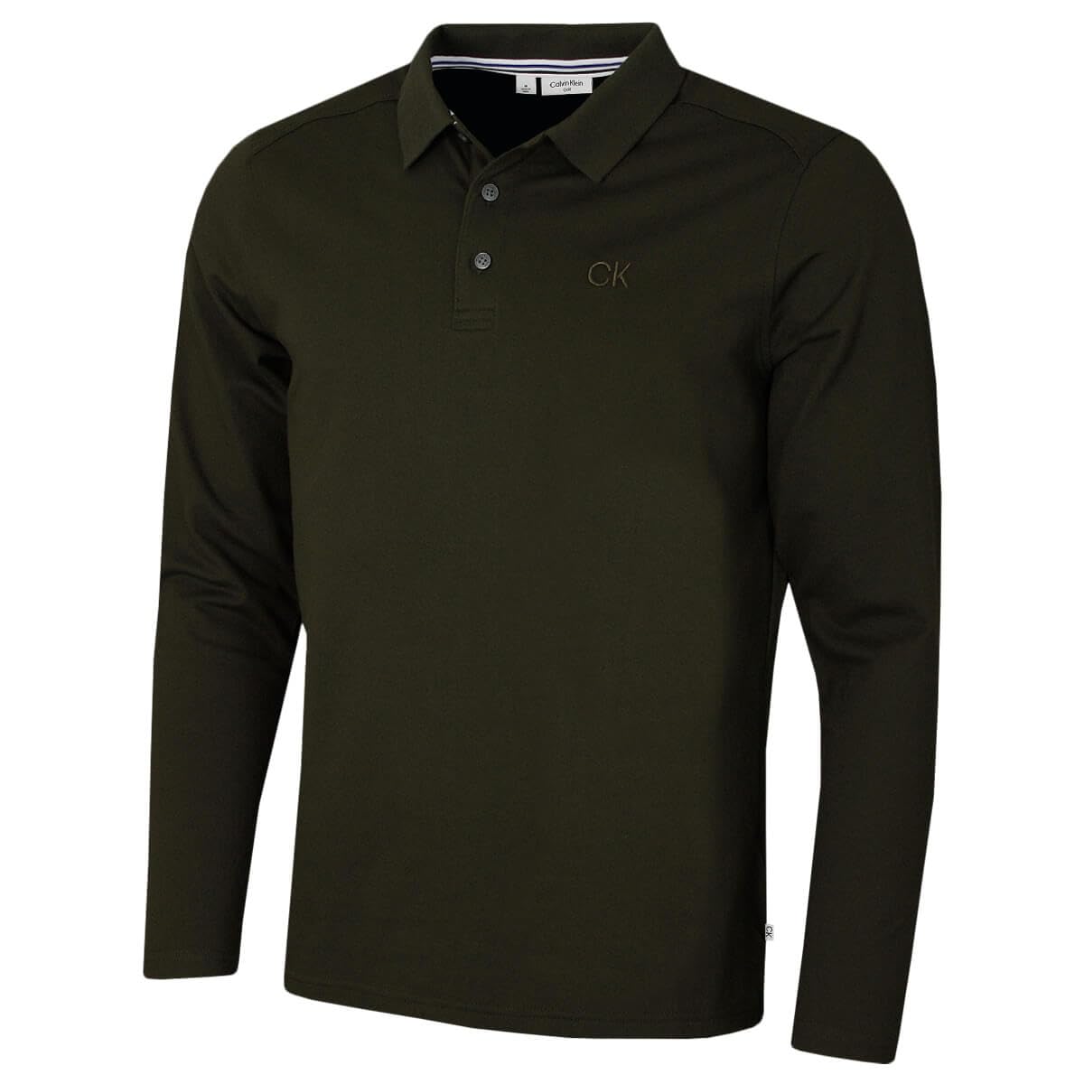 Calvin Klein (L, Hunter Green) Mens 2026 Long Sleeve Stretch Campus Golf Polo Shirt