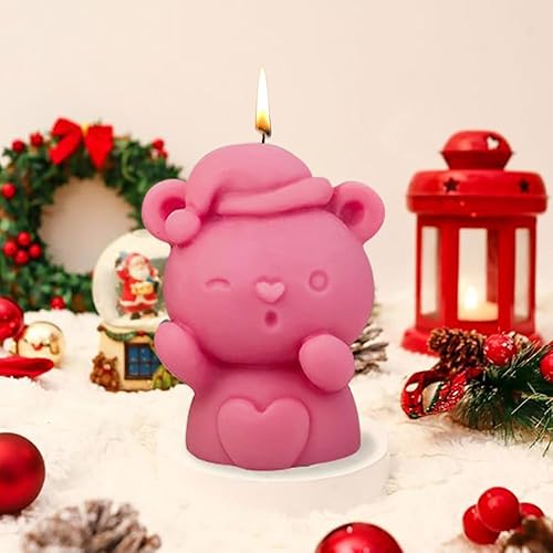 Miniatura 2 de Molde de silicona para sombrero de Navidad, corazón y muñeco de nieve, moldes de vela de oso de Navidad, muñeco de nieve para suministros de