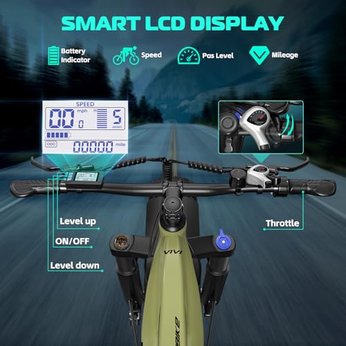 Image of Vivi ACE01 Electric Bike for Adults,26 inch x 4.0 Fat Tire Ebike,1500W Peak Motor Torque Sensor Electric Mountain Bike, 25+ Top MPH Electric Bicycle with 48V 15AH Battery, Hydraulic Brake, SGS UL2849