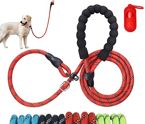 Moonpet Laisse Dressage Chien Collier Laisse Chien Laisse réfléchissant,Durable Educative Sangle pour Chien 2 en 1 Collier et Laisse,pour Chiens de Petite,1,8 m Rouge Cover