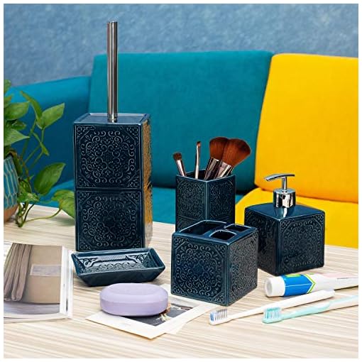 5 PcsNavy Blue Bathroom Accessories Sets Complete Bathroom