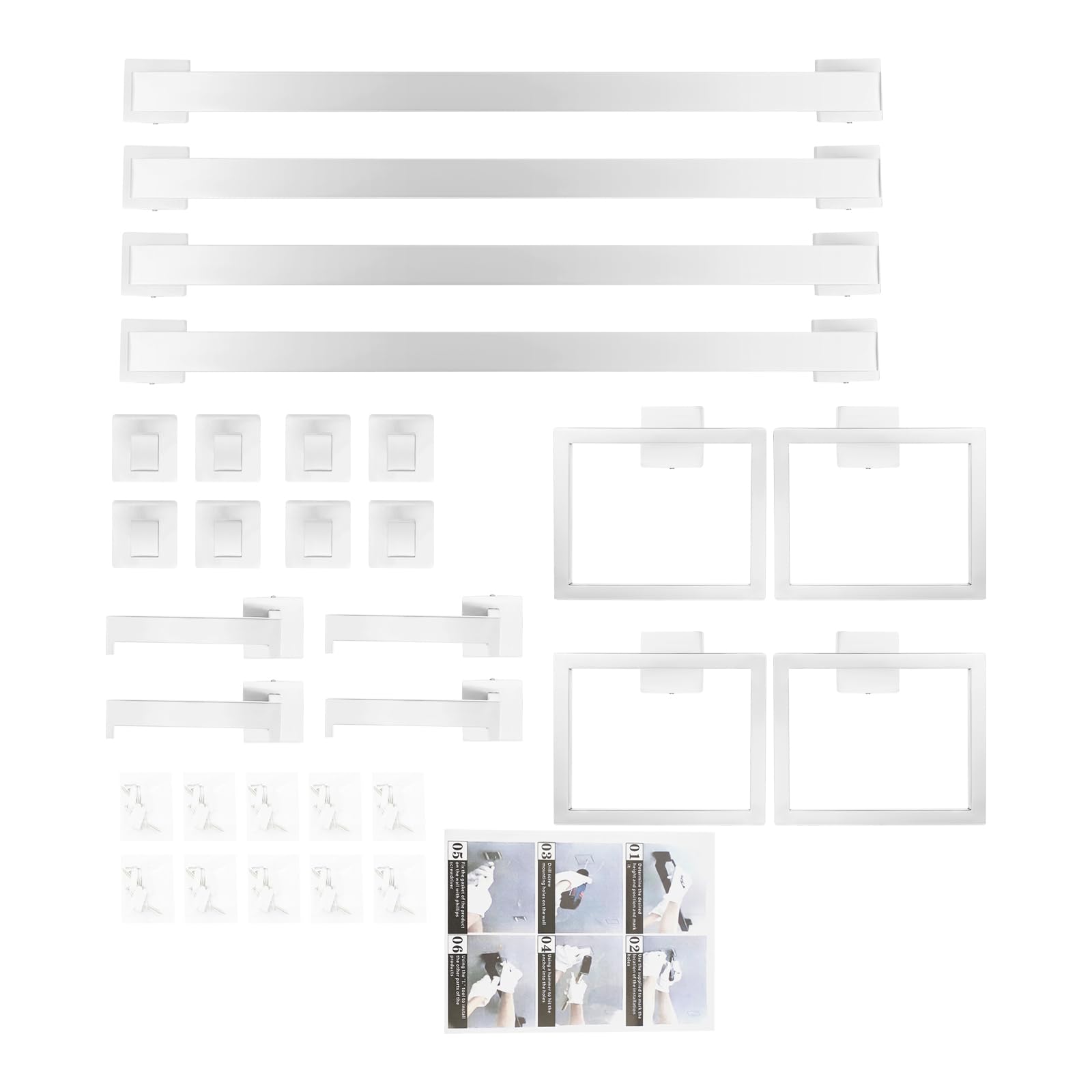 Lot de 20 porte-serviettes de salle de bain en acier inoxydable - Montage