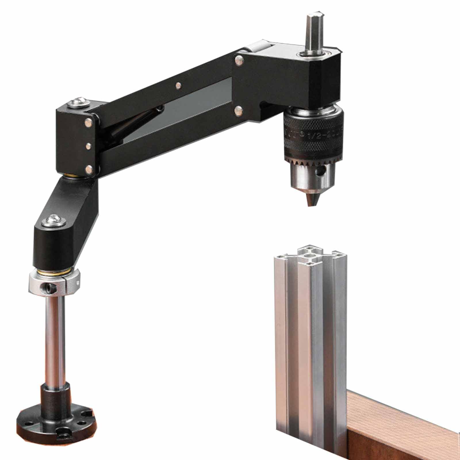 LIULIQ Tapping Machine Flexible Arm 360°, Adjustable Tapping Cantilever Bracket, Horizontal&Vertical, 130mm Stroke&0-44mm Clamping Range, Aluminum Alloy for Manual Drilling Support