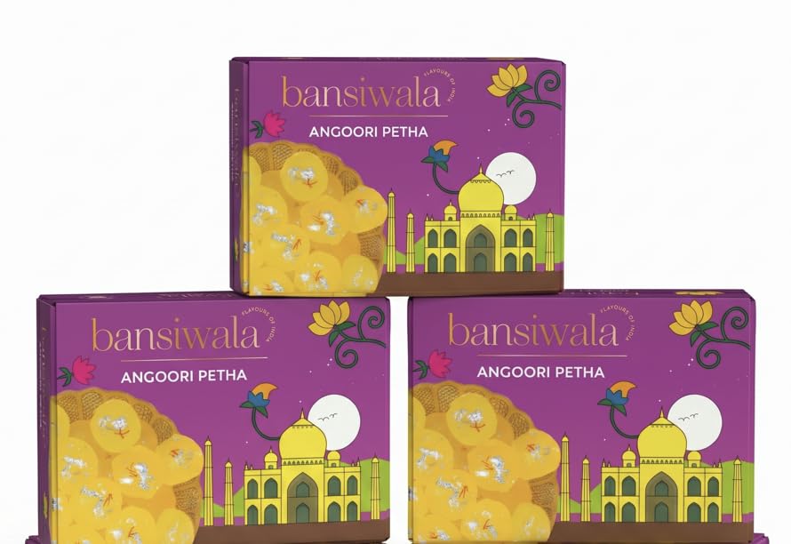 Image of Bansiwala Angoori Petha 350g Pack of 3 - Original Agra Ka Petha | Soft and Juicy Indian Sweet | Sweets Gift Box | Vegan & Preservative-Free | Delicious Indian Mithai!