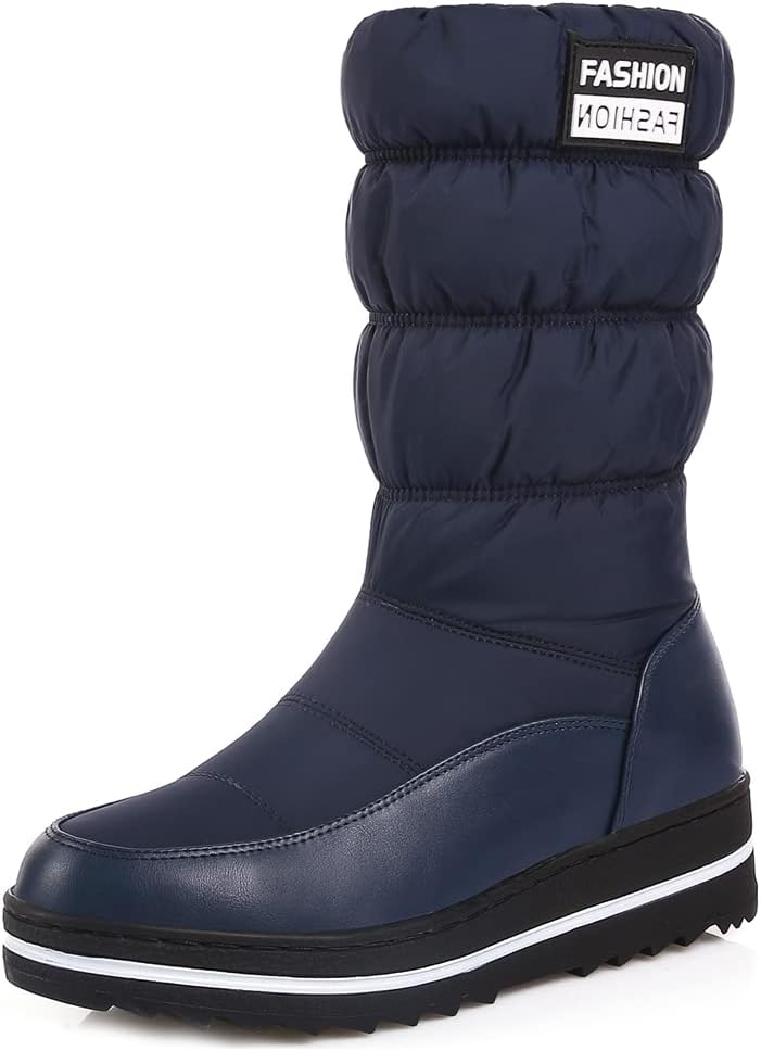 MIOKE Women's Waterproof Snow Ankle Boots Winter Warm Fur Hook-and-Loop Anti-slip Rain Snow Short Booties