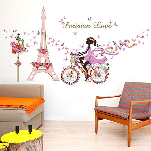 Vinilos decorativos infantiles bicicleta y flores 145x80 cm miniatura 3