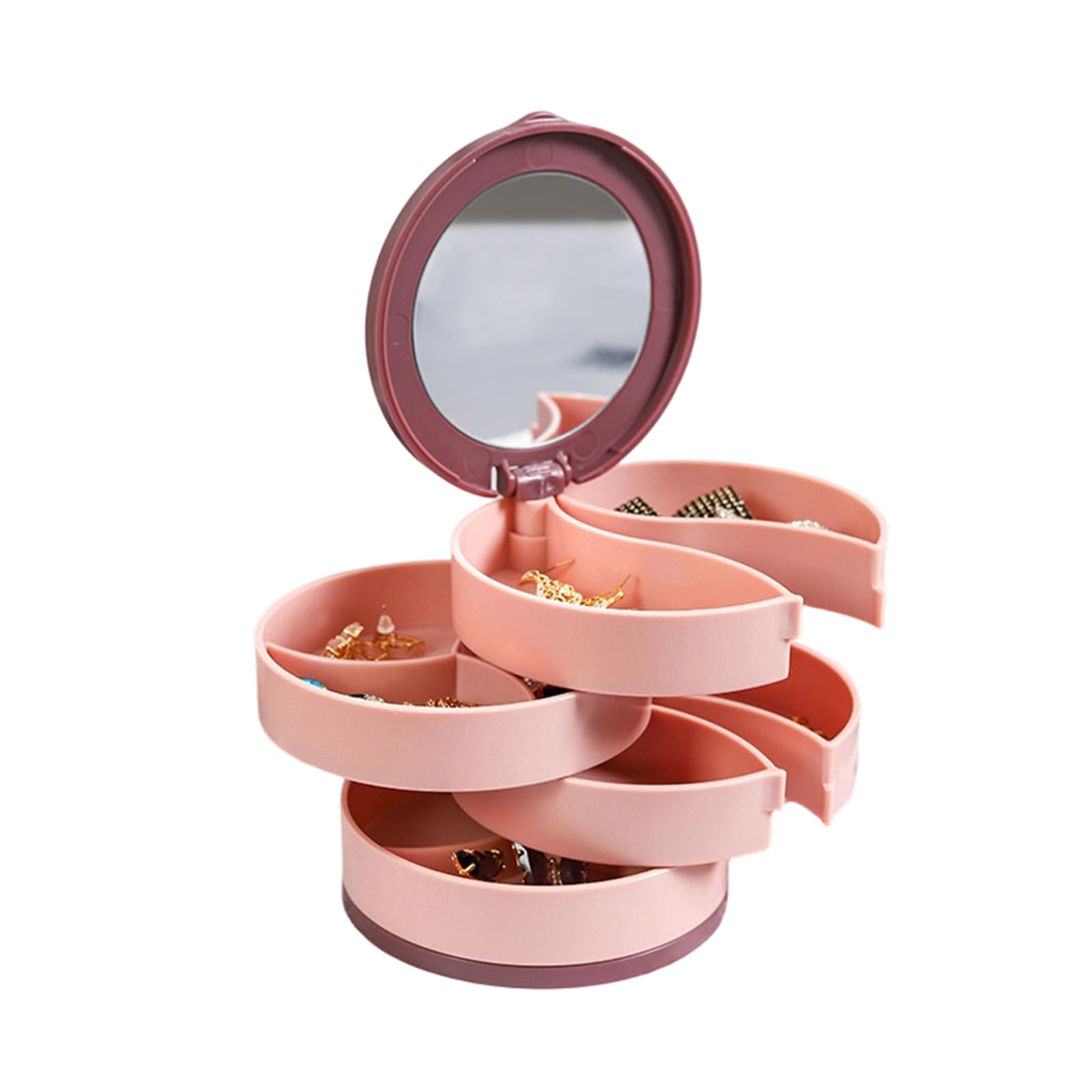 alloneslife Practical Rotating Multilayer Jewelry Box Holds Earrings Necklaces Rings ABS Storage Solution for Home or Travel Jewelry Box with Compartments
