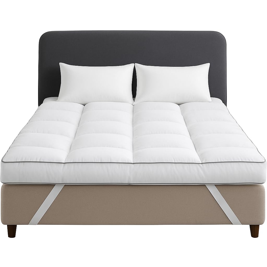 Mattress Topper Single Bed - Extra Thick 4 Inches / 10cm Bounce Back with Elasticated Corner Straps Soft and Breathable, Hypoallergenic Comfy Bed Mattresses Toppers (Single)