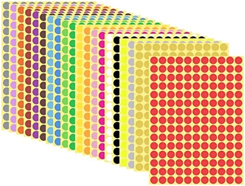 Dot Stickers,16 Sheet 10mm Round Coloured Dots Sticky Dots 3264 Circle Dot Labels Coding Dot Stickers for Office School Calendars Map Art Craft
