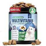 22-in-1 Cat Multivitamin Chews, Taurine & Lysine for Cats, Omega 3,6,9, Cat Vitamis and Supplements Support Immune, Skin, Joint, Digestion, Heart & Energy 500 Crunchy & Creamy Treats for Cats All Ages