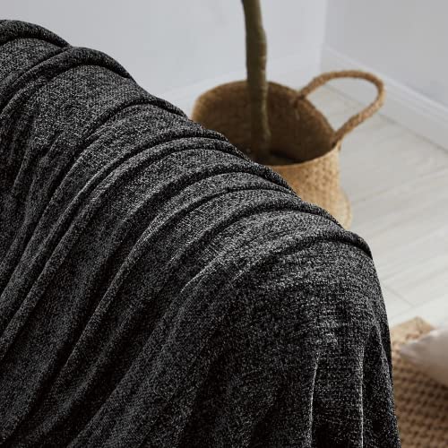 Couverture chenille noire 127x152 cm Bourina avec franges pour canapé et fauteuil - 5