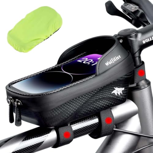 WOLFILIST Bike Phone Holder Waterproof - Bicycle Frame Bag Fits 7" Phones