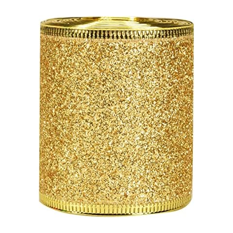 Lezevn Glitter Wired Ribbon for Christmas Decor Cover