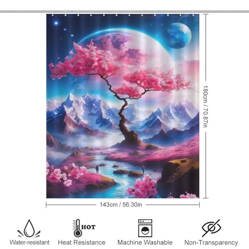 Rideau de bain lavable Magic Pink Tree contre les éclaboussures de douche