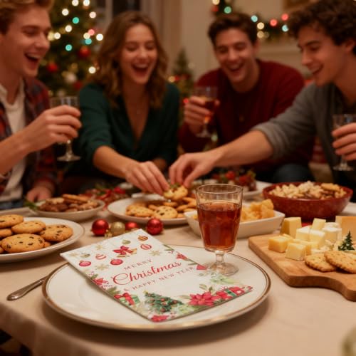 Christmas & New Year Napkins – Holiday Disposable Guest Towels with Gold Snowflakes & Bells – Perfect for Dinner, Party, Cocktail, Bathroom, Wedding & Holiday Celebrations, Serve 50 – Image 5