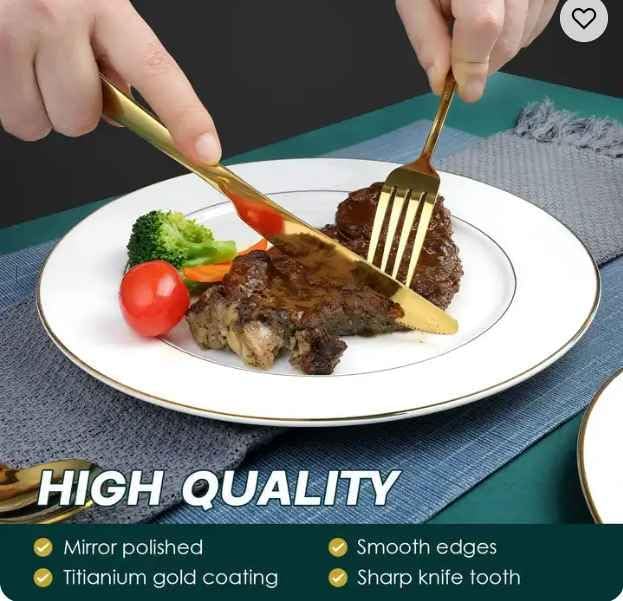 Miniatura 3 de Cubiertos de cocina, acero inoxidable, oro. hermoso juego de cubiertos de acero inoxidable nórdico de lujo para el hogar, cubiertos con cuchillo,